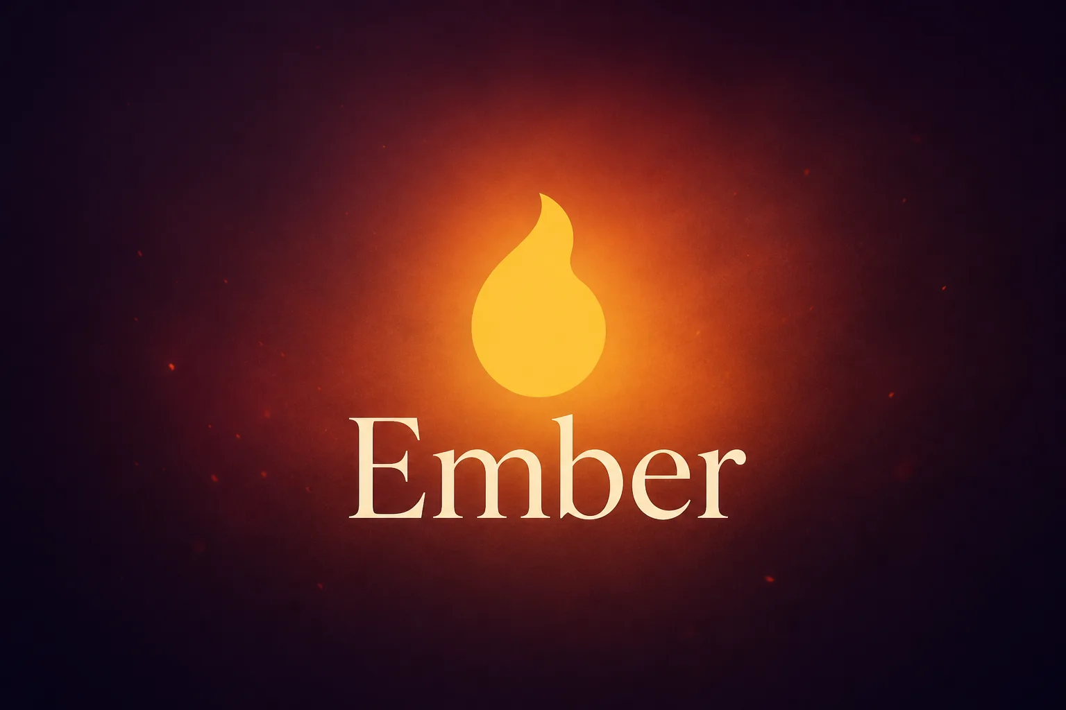 Ember wide brand banner: flame mark and wordmark over an ember-glow gradient